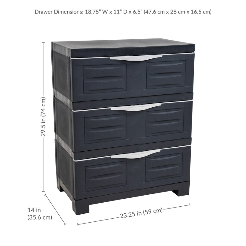 plastic dresser Sunnydaze 3-Tier Plastic Storage Drawers - 29.5"