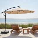 Sunnydaze 10 ft Offset Patio Umbrella with Base and Sandbag Weight