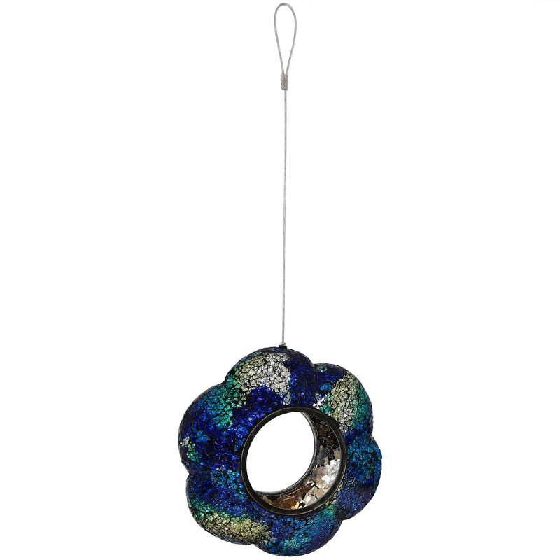 Sunnydaze Indigo Flower Fly-Through Hanging Outdoor Bird Feeder - 10"