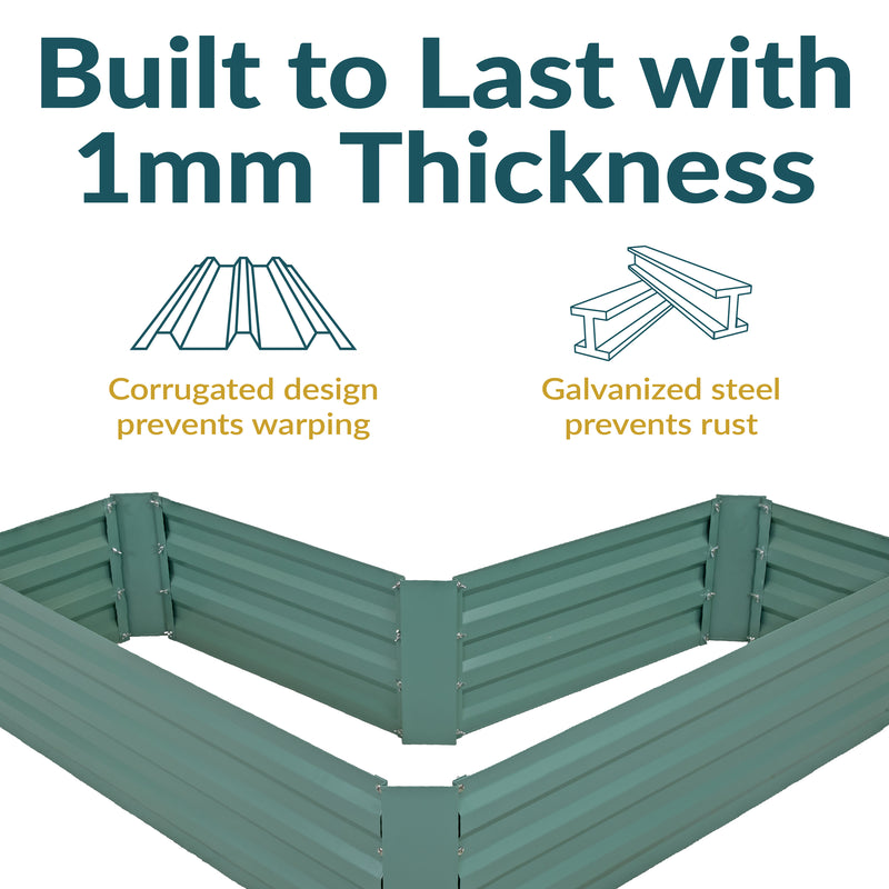 Sunnydaze Galvanized Steel L-Shaped Raised Garden Bed