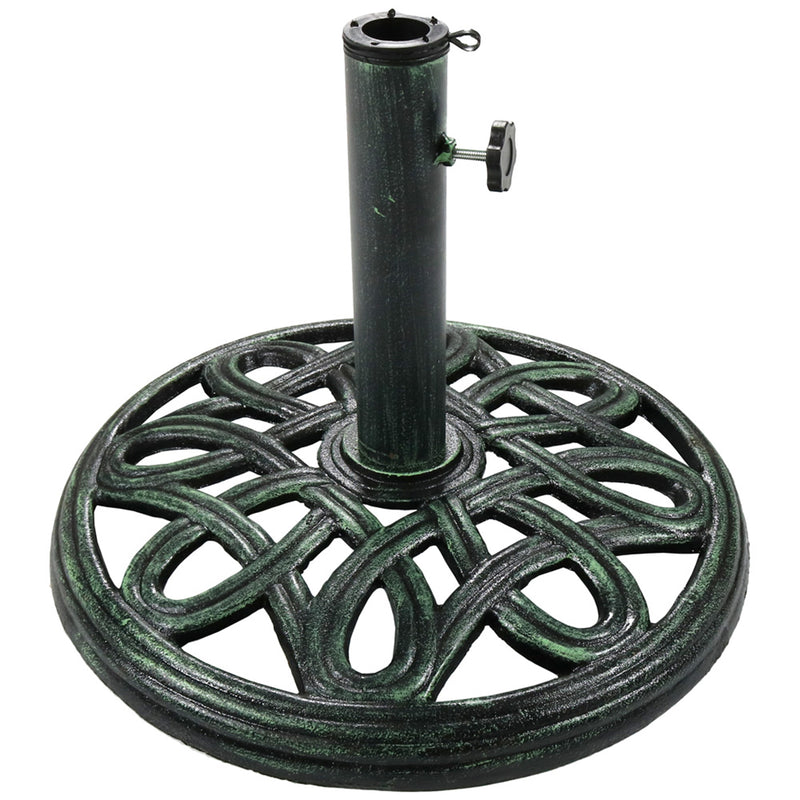 Sunnydaze Round Cast Iron Outdoor Patio Umbrella Base Stand, 17-Inch