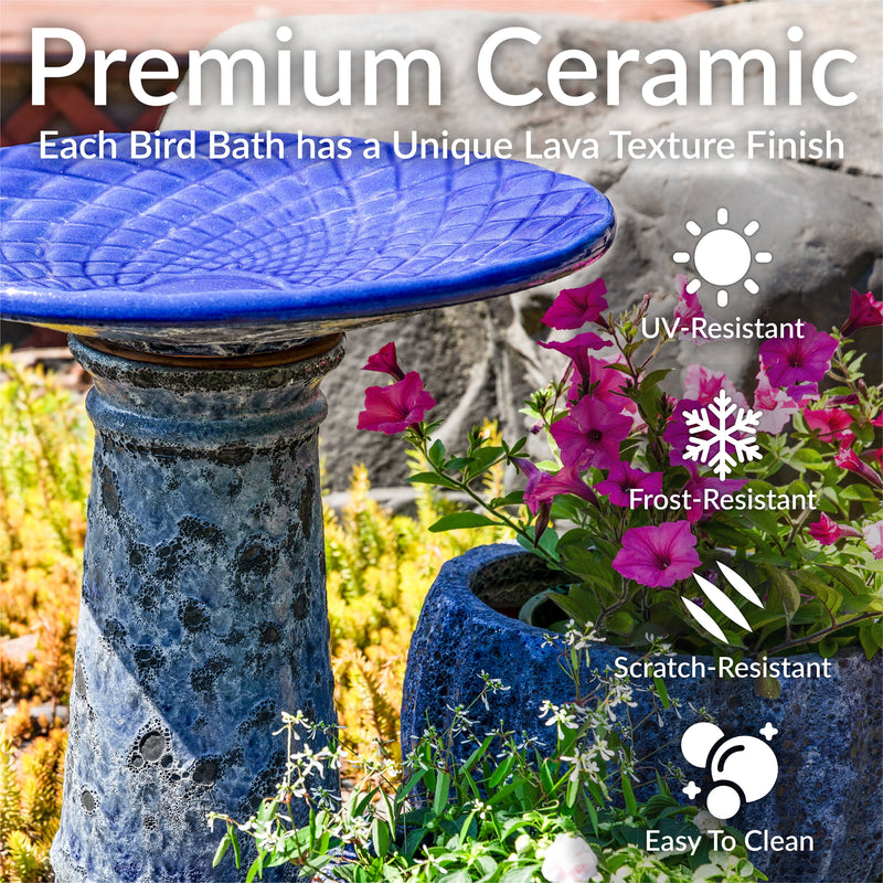 Sunnydaze Rennes Outdoor Ceramic Bird Bath - 22.5" H