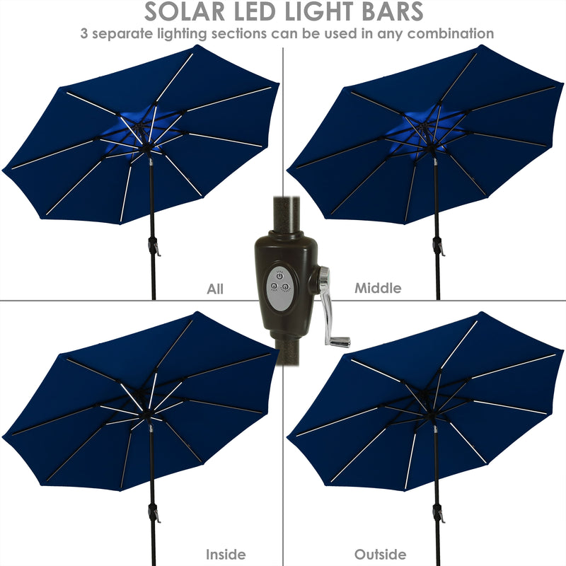 Sunnydaze 9' Solar Sunbrella Umbrella with Push-Button Tilt and Crank