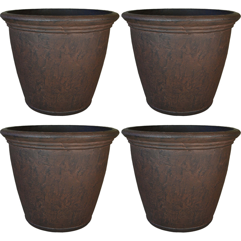 Sunnydaze Anjelica Indoor and Outdoor Resin Planter, Rust Finish, 16-Inch Diameter