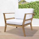Sunnydaze Bodie Acacia Armchair with Cushions - Club Chair for Patio - Bone White Cushions