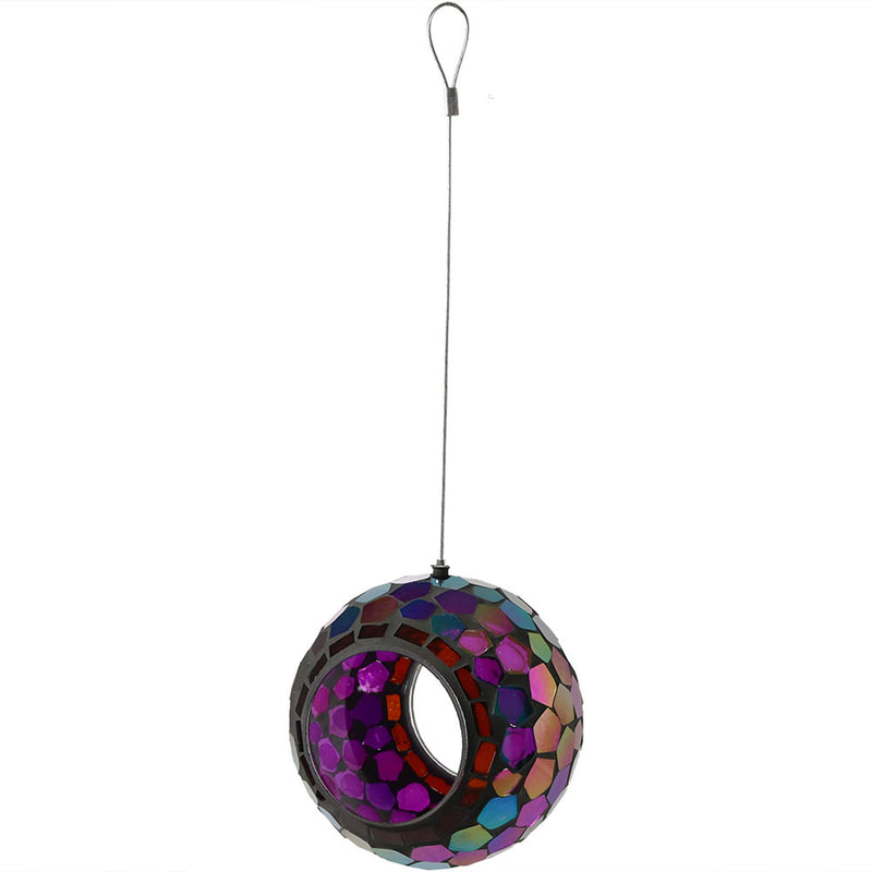 Sunnydaze Round Mosaic Glass Hanging Bird Feeder - 6"