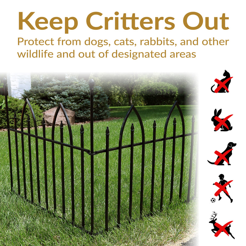 Sunnydaze 2-Piece Gothic Iron Decorative Garden Border Fence - Black