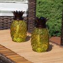 Sunnydaze Tropical Pineapple 3-in-1 Glass Outdoor Torches - Set of 2