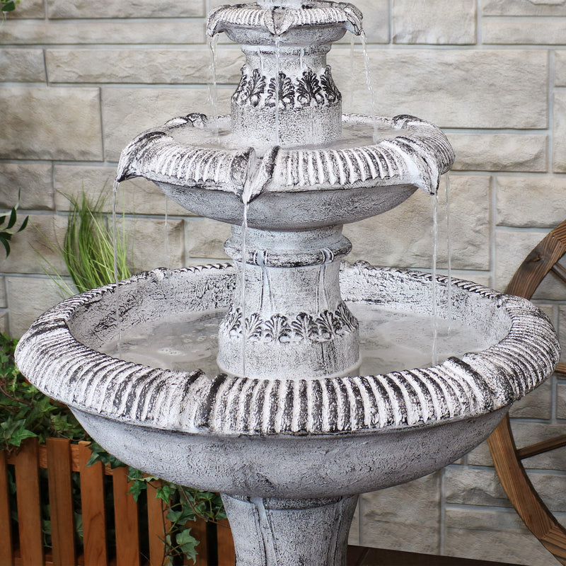 Sunnydaze 45" 3-Tier Outdoor Water Fountain - Mediterranean Reinforced Concrete