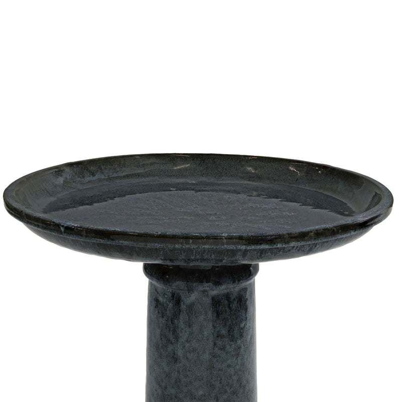 Sunnydaze Toulon Outdoor Ceramic Bird Bath - Black Mist - 24.5" H