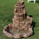 Sunnydaze Lighted Stone Springs Outdoor Water Fountain with LED Lights - 41.5" H