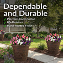 Sunnydaze Arabella Polyresin Large Round Outdoor Planter
