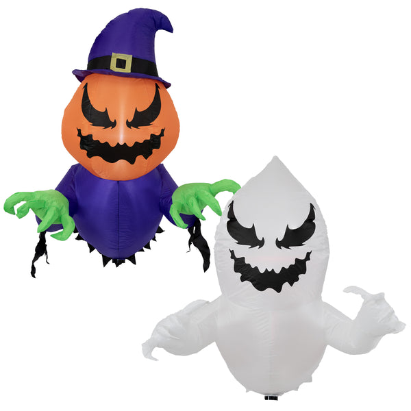 Sunnydaze Pumpkin Jack and Haunted Harold Inflatable Halloween Decoration