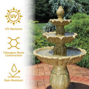 Sunnydaze 46-Inch Classic Tulip 3-Tier Electric Water Fountain for Patio, Yard or Deck