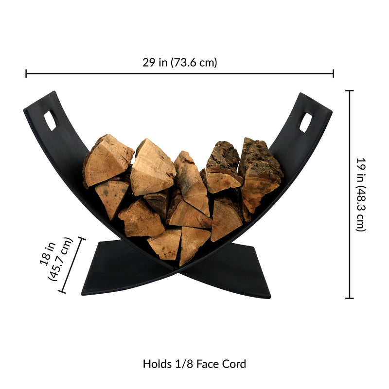 Sunnydaze Black Steel Curved Log Holder - 30"