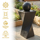 Sunnydaze Black Ball Solar Water Fountain with Battery Backup - 32" H