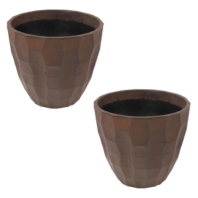 Sunnydaze Pebbled Indoor/Outdoor Round Planter Pot - Dark Brown - 15.75"