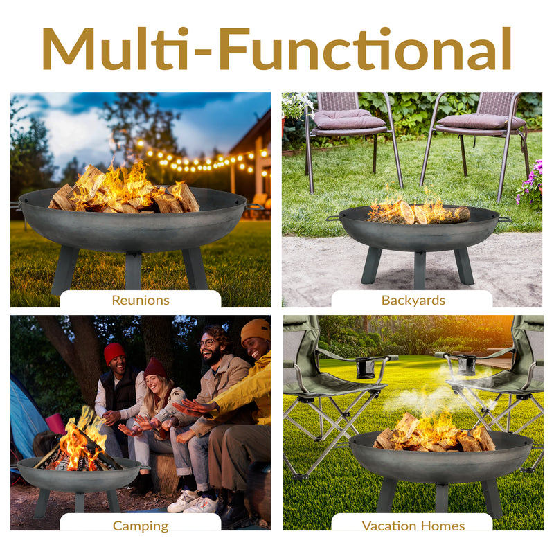 Sunnydaze Rustic Cast Iron Fire Pit Bowl with Stand