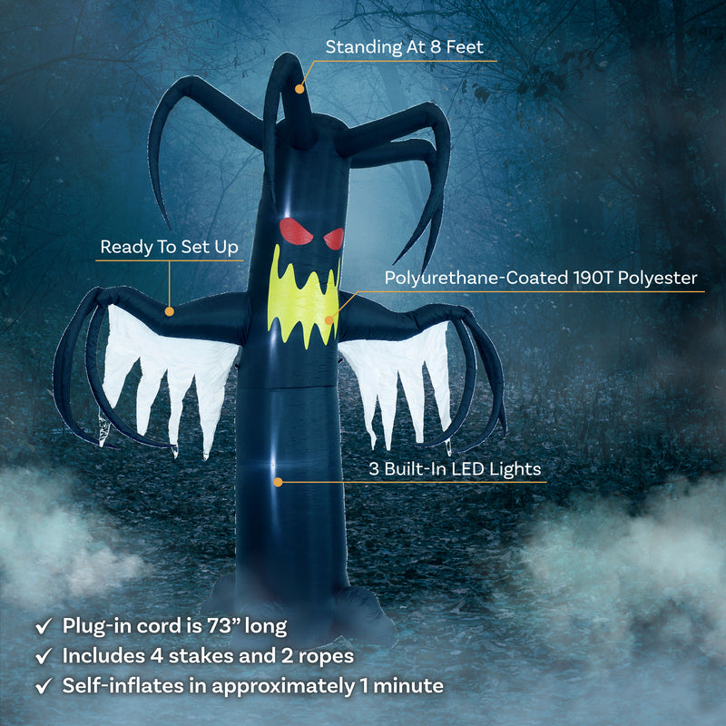 Sunnydaze Nightmare Hollow Ghostly Tree Halloween Inflatable - 8' H