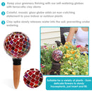 Sunnydaze Mosaic Glass Plant Watering Globe with Clay Spike