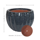 Sunnydaze 13.5" Fluted Ceramic Plant Pot - Black Mist