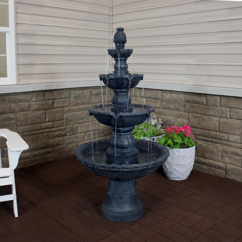 black 4 tier electric fountain with pineapple top