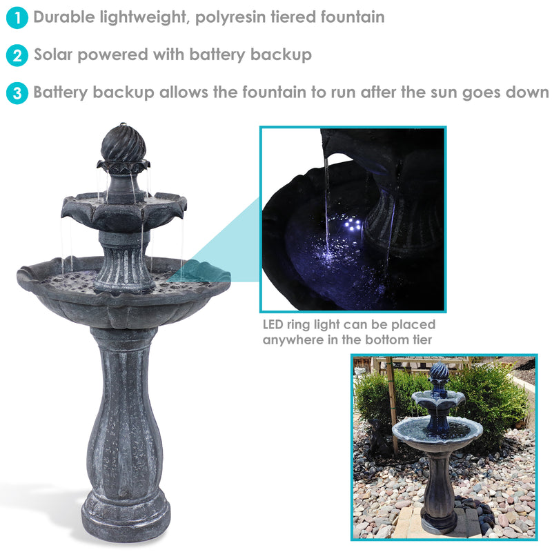 Bottom pedestal of black, stone-textured fountain.