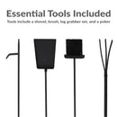 Sunnydaze 5-Piece Fireplace Log Holder with Poker, Shovel, and Brush