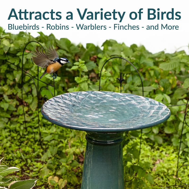 Sunnydaze Rennes Outdoor Ceramic Bird Bath - 22.5" H