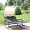 Sunnydaze Chaise Rocking Lounge Chair with Canopy and Pillows - Black