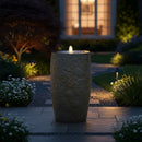 Sunnydaze Cylinder Bubble Outdoor Water Fountain with LED Light