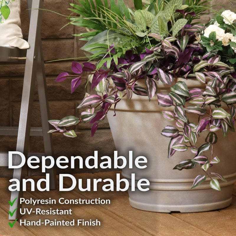 Sunnydaze Franklin Polyresin Outdoor Flowerpot Planter
