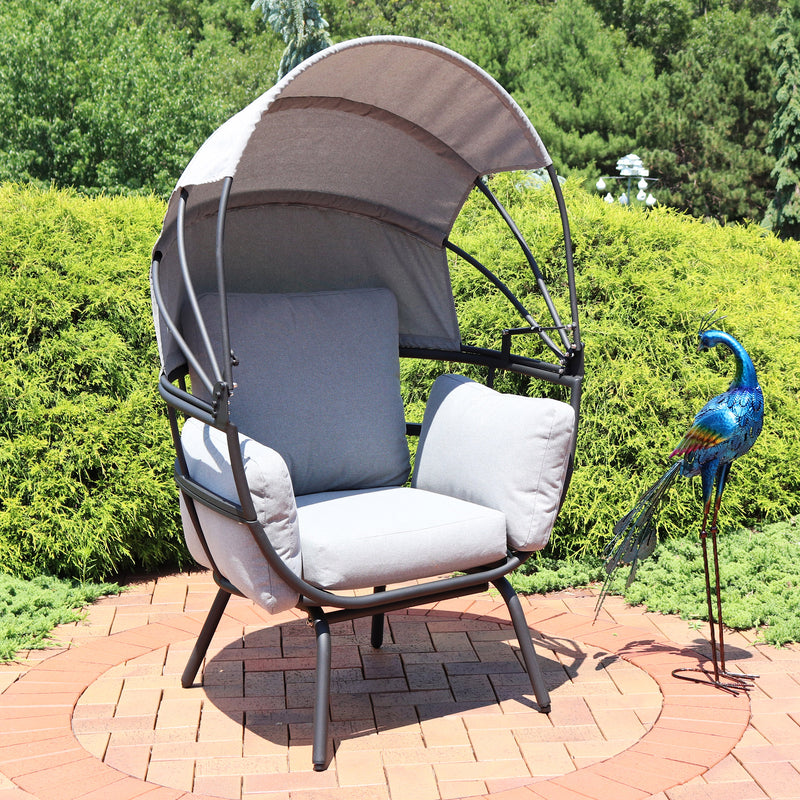 Sunnydaze Modern Luxury Patio Egg Chair with Canopy