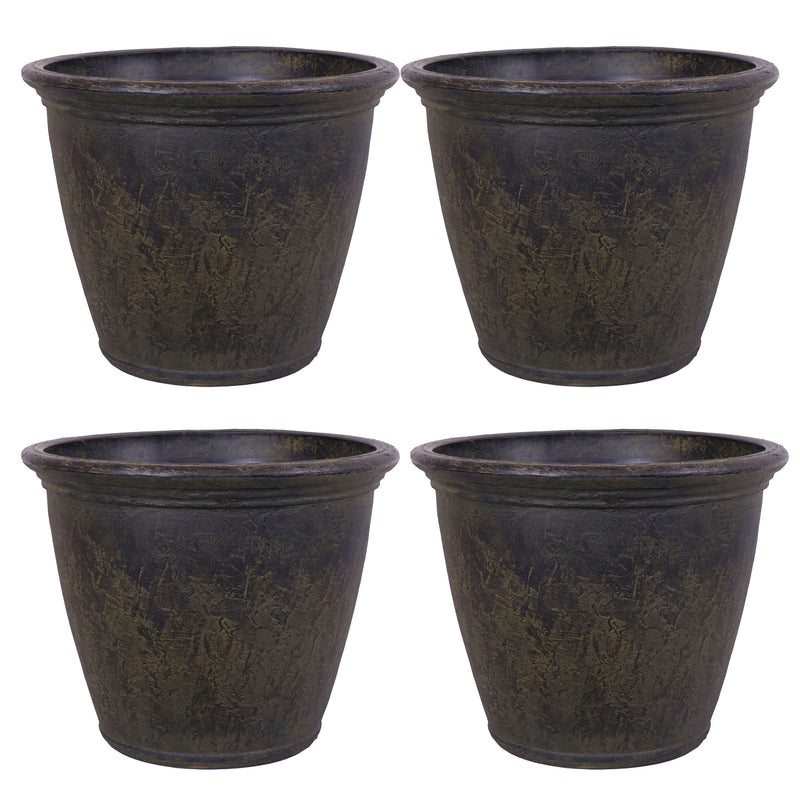 Sunnydaze Anjelica Outdoor Flower Pot Planter - Sable Finish  - 24-Inch - 4-Pack