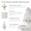 Sunnydaze Welcome 3-Tier Outdoor Water Fountain for Garden - 57"