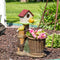 Sunnydaze Polyresin Bird House Statue Planter with Solar Lighted Birds