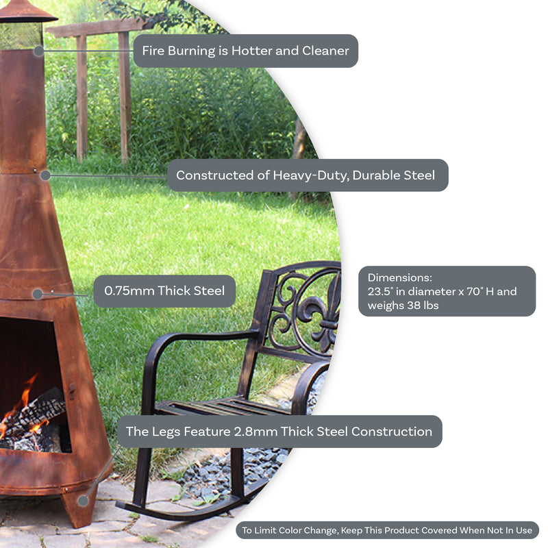 Sunnydaze 70" Outdoor Chiminea Fire Pit - Rustic Finish