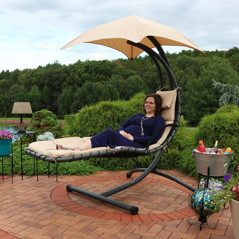 Sunnydaze Floating Chaise Lounge Chair with Canopy