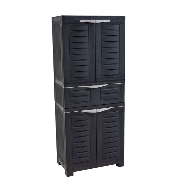 Sunnydaze Plastic Garage Storage Cabinet with 2 Adjustable Shelves