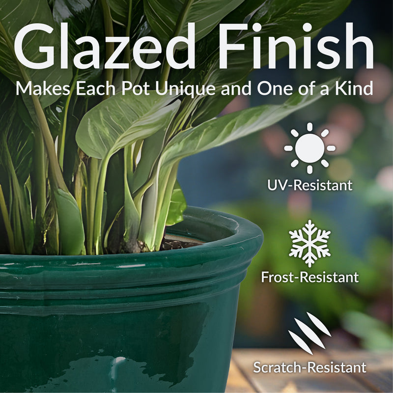 Sunnydaze Studio Glazed Ceramic Planter with Drainage