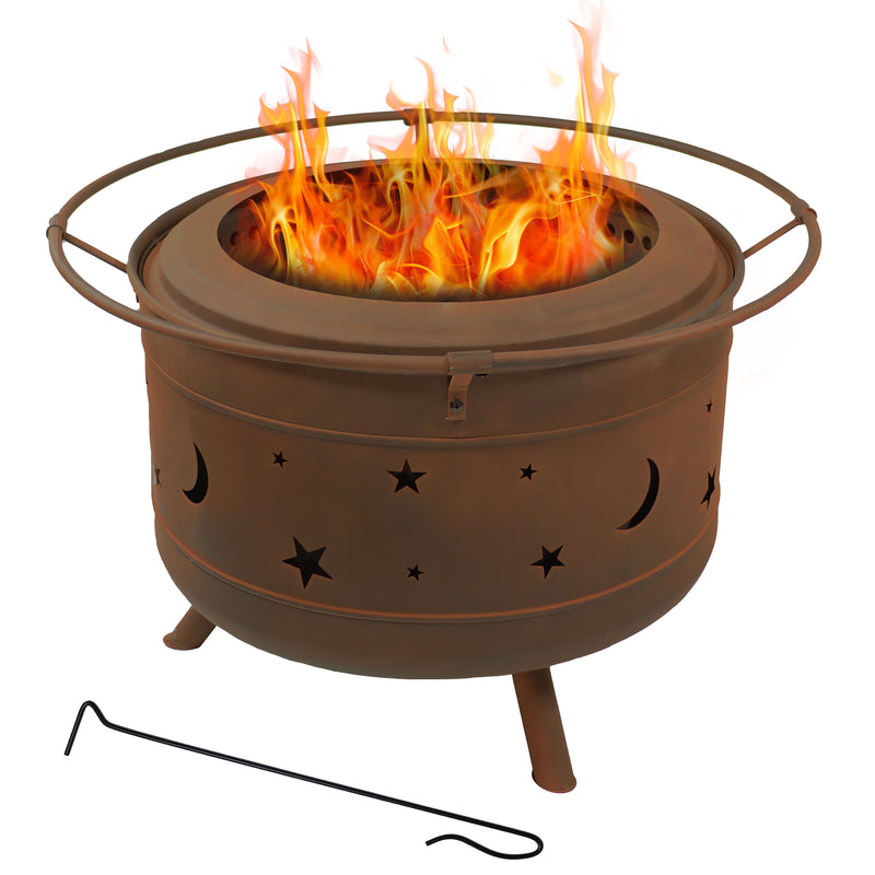 Sunnydaze Cosmic Wood-Burning Smokeless Fire Pit with Log Poker - 30"