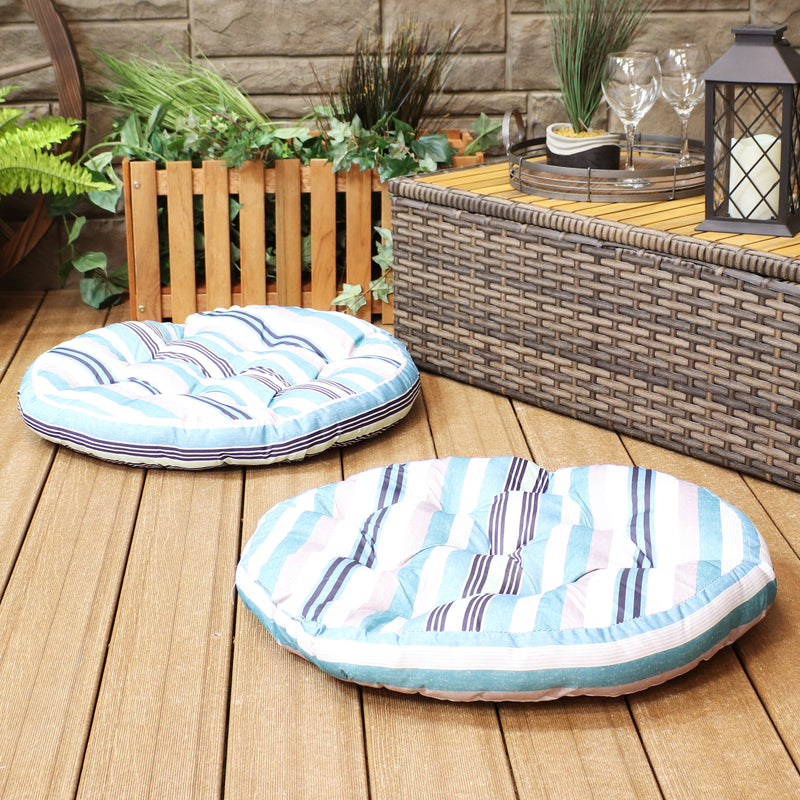 Sunnydaze Set of Polyester Tufted Large Round Floor Cushions