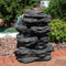 Sunnydaze Rock Falls Outdoor Waterfall Fountain with LED Lights - 24"