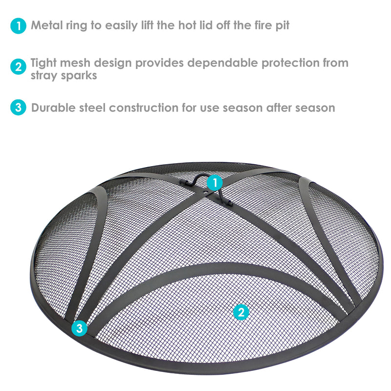 Sunnydaze Reinforced Steel Mesh Outdoor Fire Pit Spark Screen