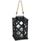 Sunnydaze Modern Crosshatch Outdoor Solar LED Decorative Candle Lantern - 9-Inch