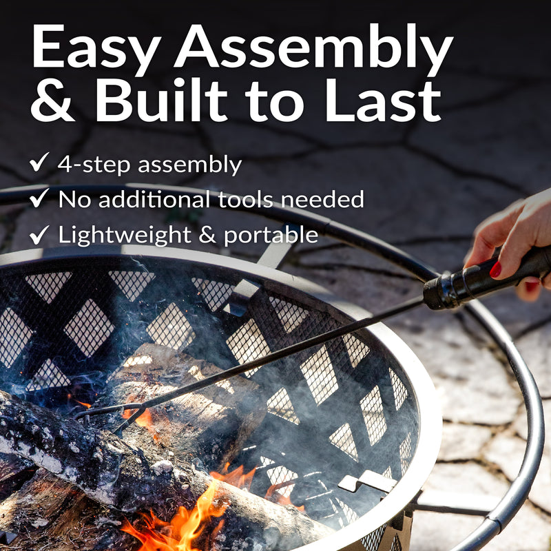 Sunnydaze Crossweave Wood-Burning Fire Pit with Spark Screen and Poker