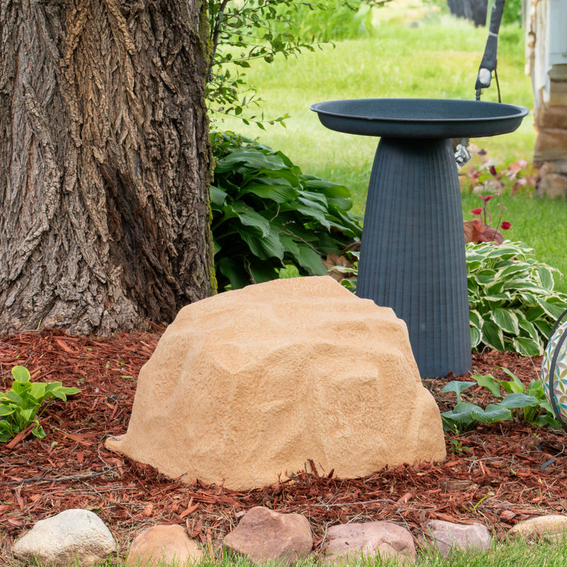 Sunnydaze Low-Profile Artificial Landscape Rock Cover with Stakes