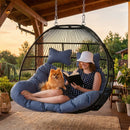Sunnydaze Liza Loveseat Egg Chair with Cushions - Gray