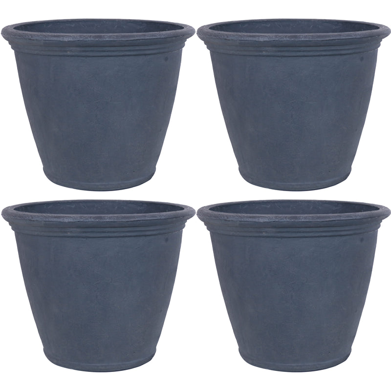 Sunnydaze Anjelica Outdoor Flower Pot Planter - Slate Finish  - 24-Inch - 4-Pack