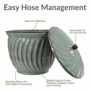 Sunnydaze Metal Garden Hose Holder Pot with Lid